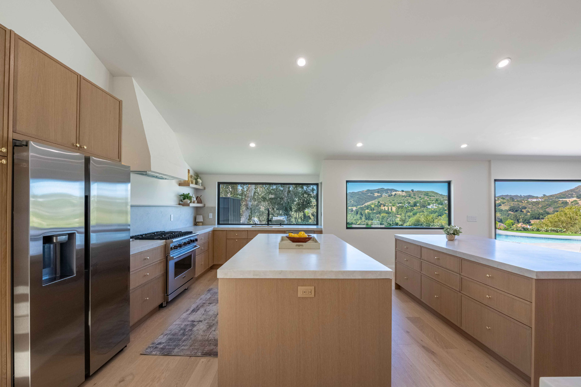 Chef's kitchen with double island and canyon views